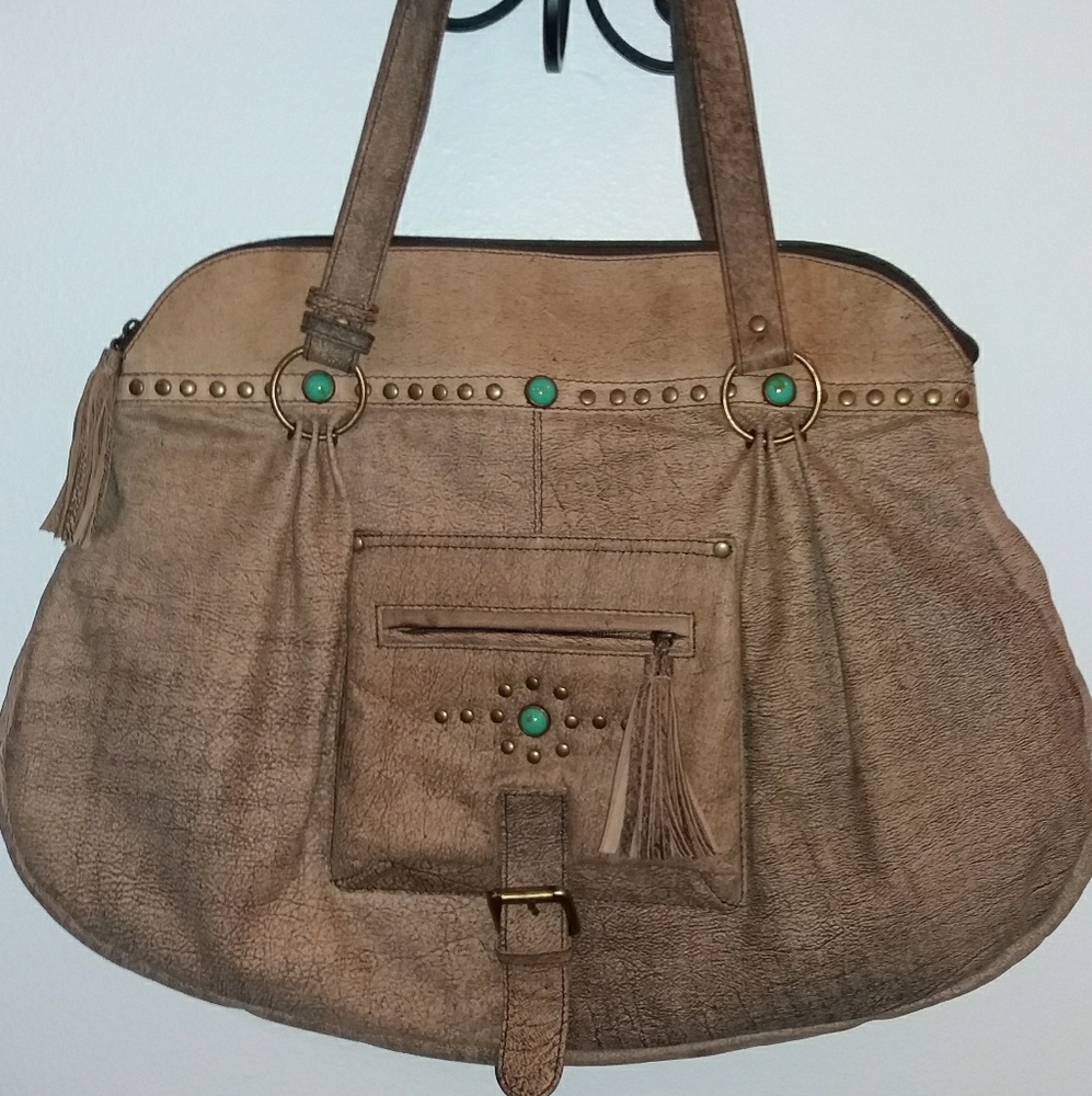 NWOT large Tasha Polizzi leather boho style purse